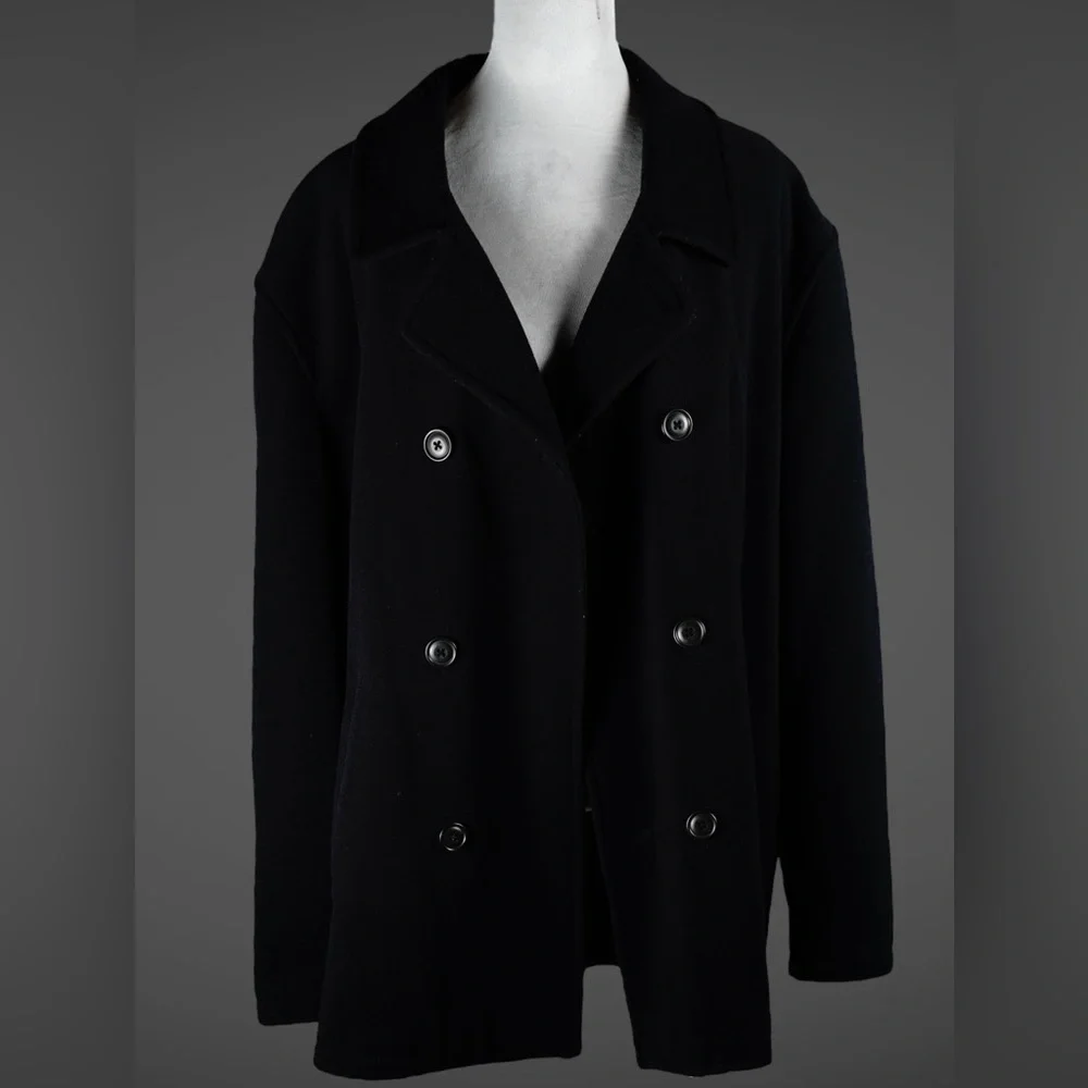 J.Crew Womens XL Black Wool Blend Peacoat – PROFESSIONALLY DRY CLEANED 9/18/2025 - Picture 5 of 17
